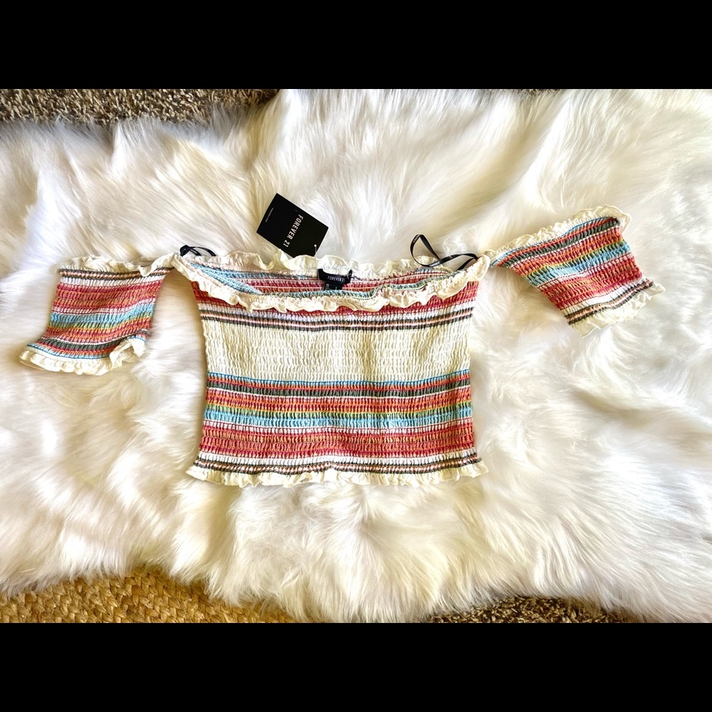 NWT F21 Boho 70s stripe crop top
